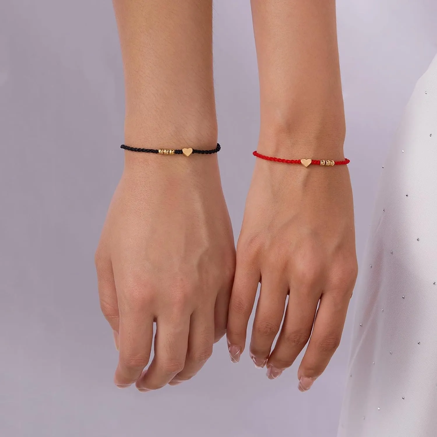 2PC Couples Bracelets Heart Bracelets Charm Bracelet Handmade Rope Braided Adjustable Valentine's Day Birthday Jewelry Gift