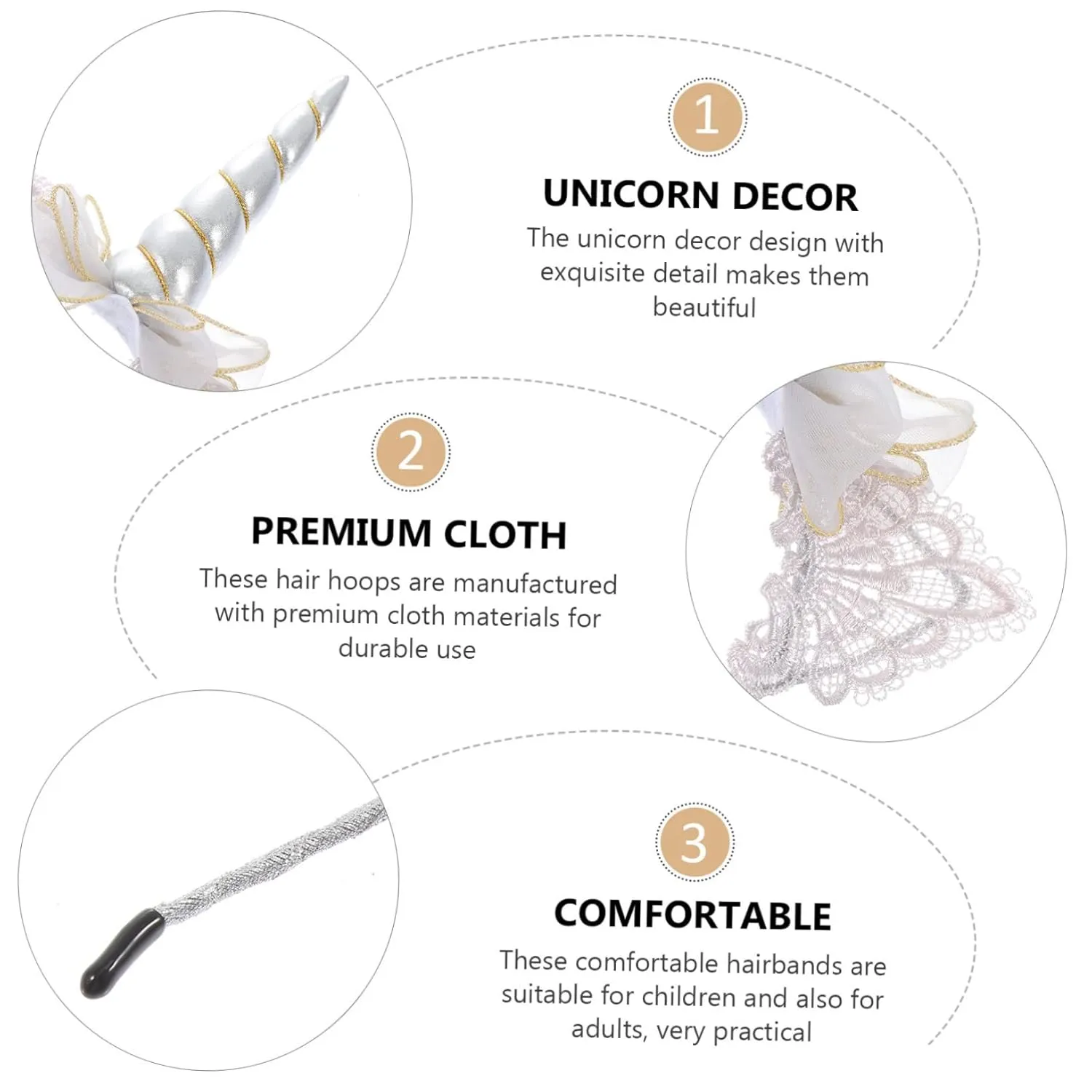 2pcs Unicorn Hair Hoops Creative Party Headbands for Boy Girl Comfortable Cosplay Accessories for Birthday Celebrations and Performance Events Designs
