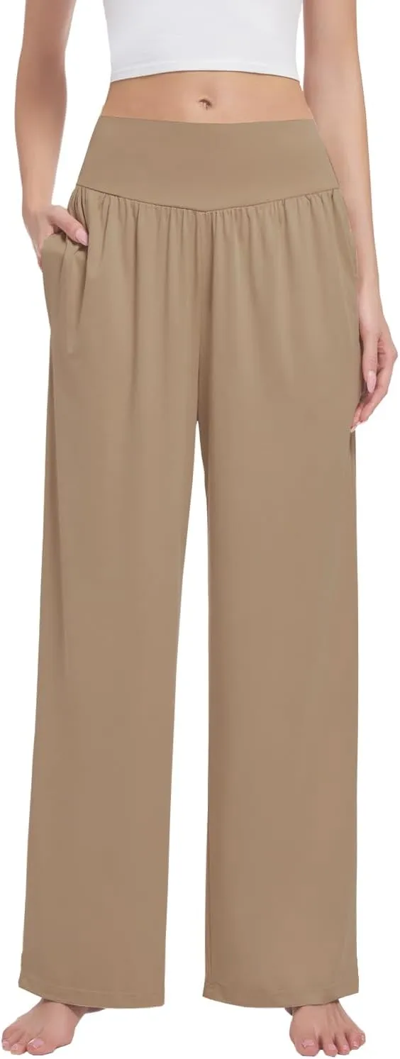 3PACK Women's Casual Loose Wide Leg Cozy Pants Yoga High Waisted Sweatpants Comfy Lounge Pants with Pants with Pockets