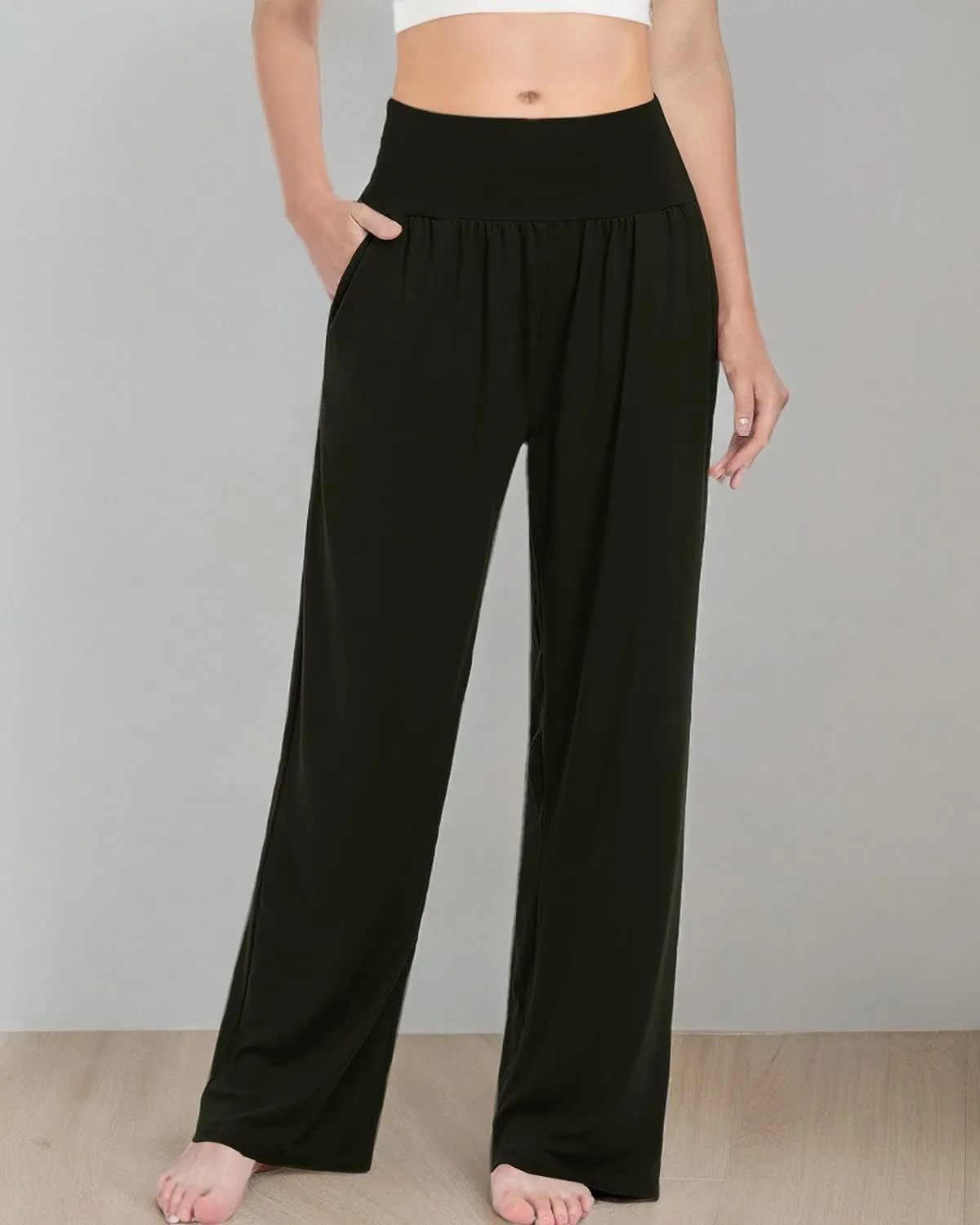 3PACK Women's Casual Loose Wide Leg Cozy Pants Yoga High Waisted Sweatpants Comfy Lounge Pants with Pants with Pockets
