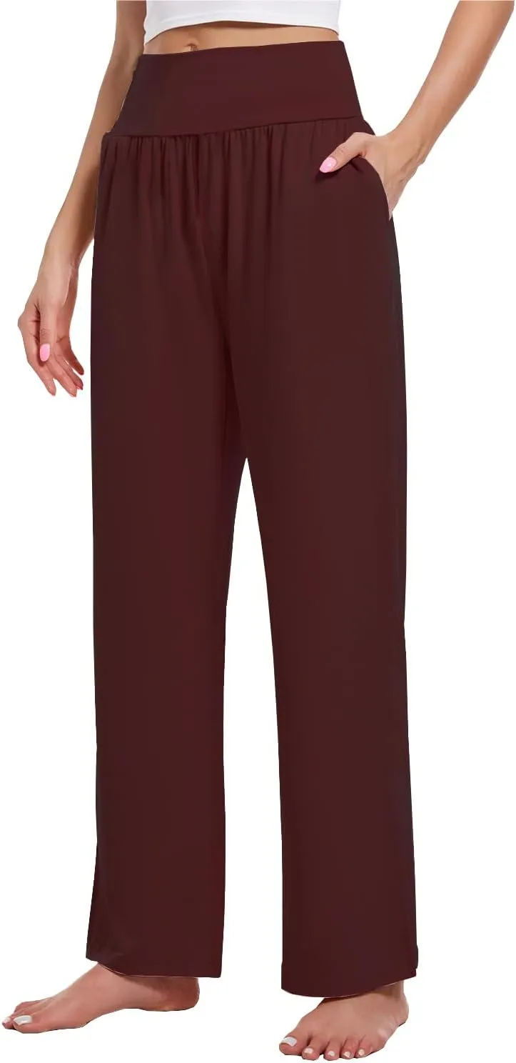 3PACK Women's Casual Loose Wide Leg Cozy Pants Yoga High Waisted Sweatpants Comfy Lounge Pants with Pants with Pockets