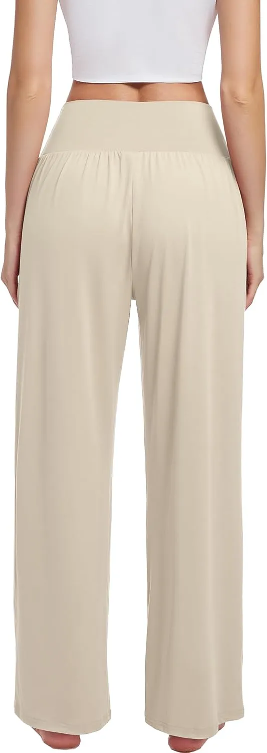 3PACK Women's Casual Loose Wide Leg Cozy Pants Yoga High Waisted Sweatpants Comfy Lounge Pants with Pants with Pockets