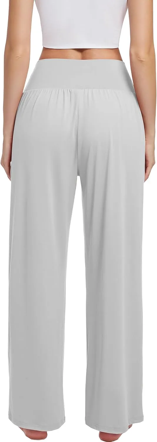 3PACK Women's Casual Loose Wide Leg Cozy Pants Yoga High Waisted Sweatpants Comfy Lounge Pants with Pants with Pockets