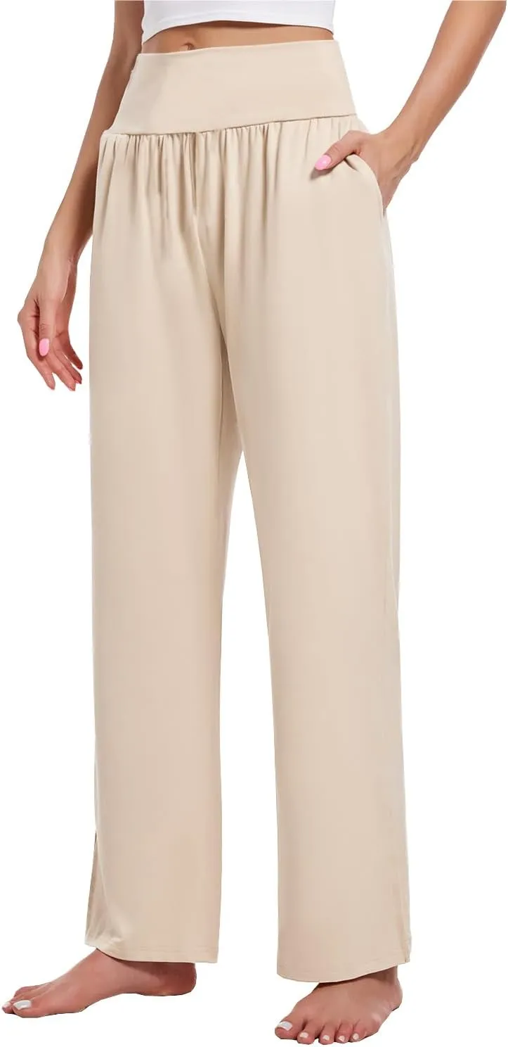 3PACK Women's Casual Loose Wide Leg Cozy Pants Yoga High Waisted Sweatpants Comfy Lounge Pants with Pants with Pockets
