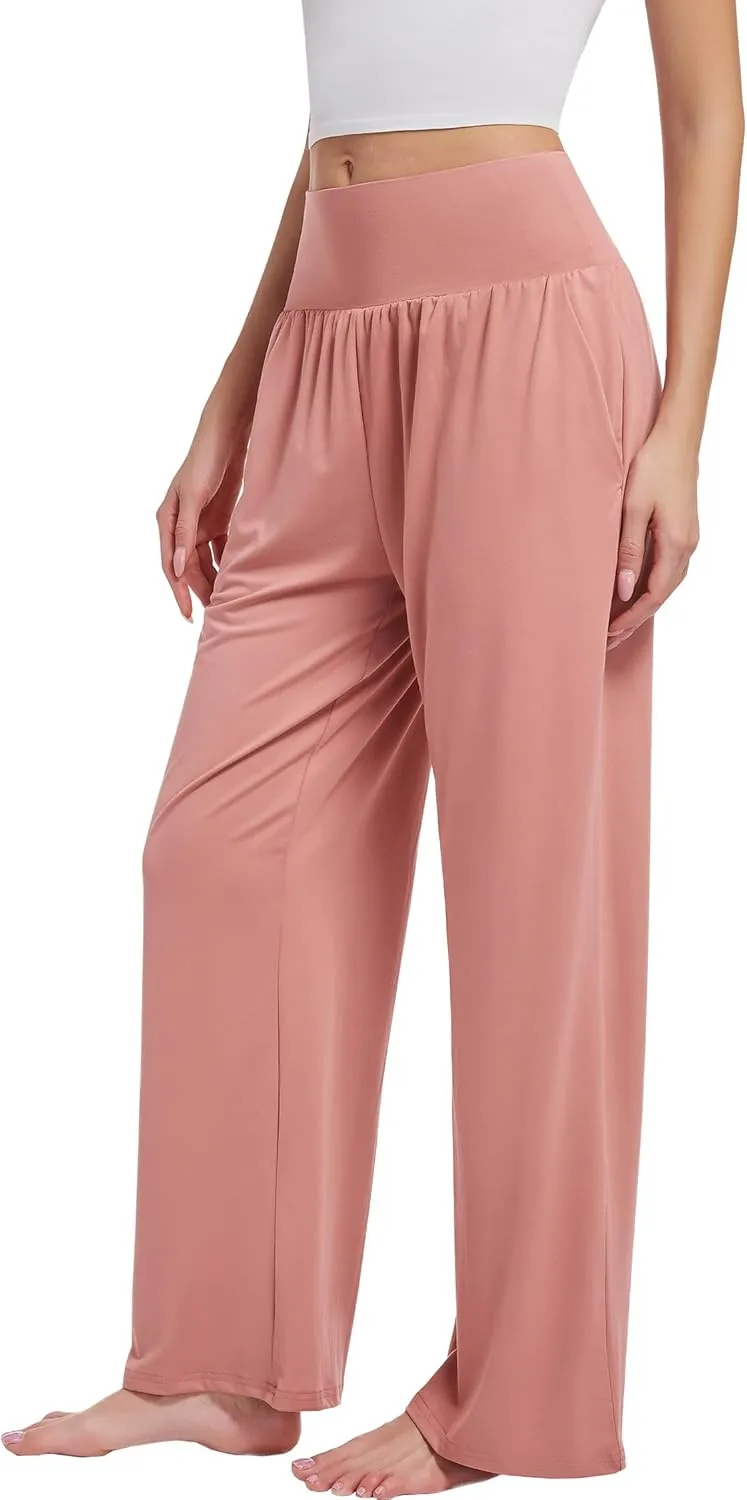 3PACK Women's Casual Loose Wide Leg Cozy Pants Yoga High Waisted Sweatpants Comfy Lounge Pants with Pants with Pockets