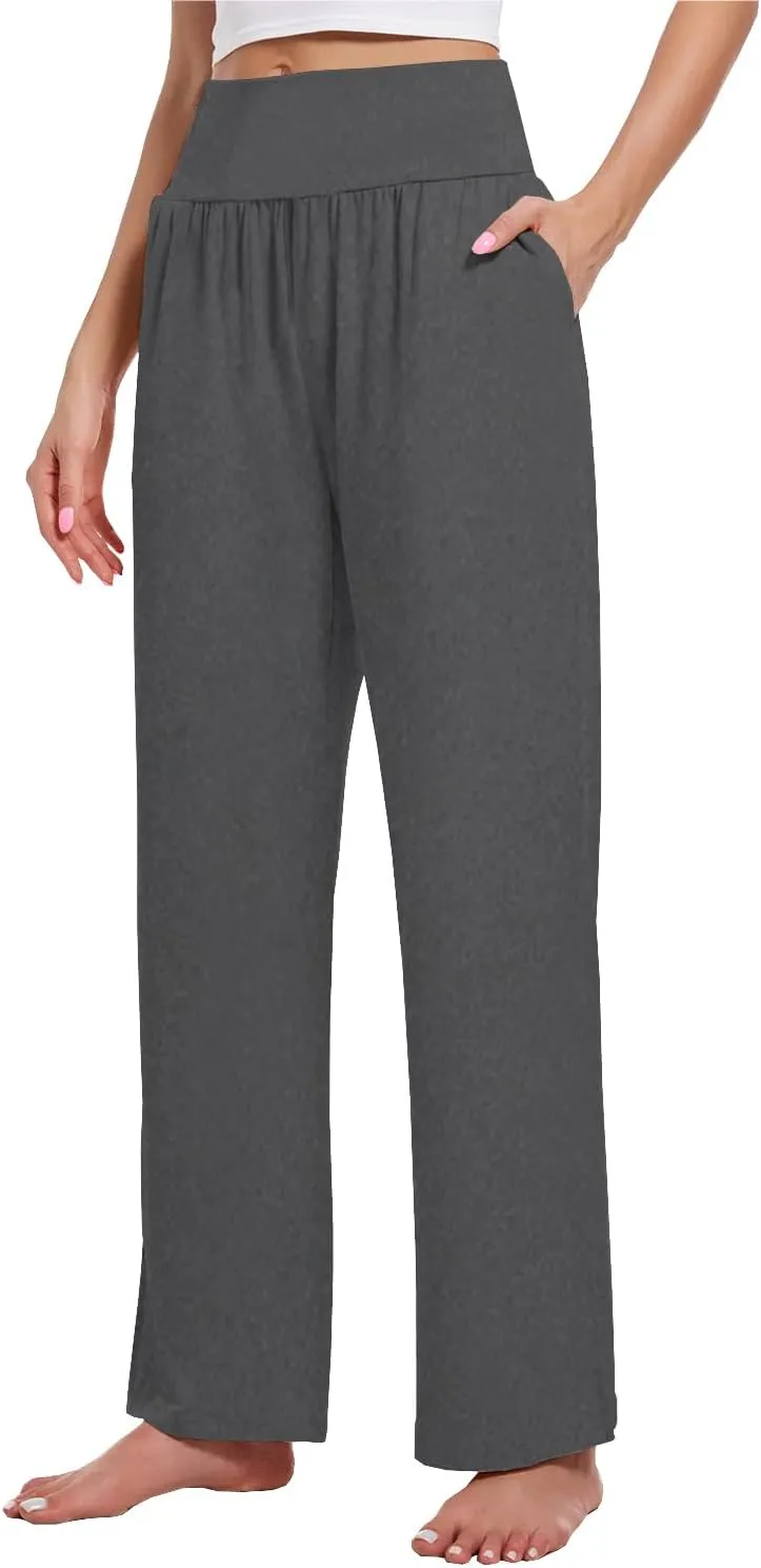 3PACK Women's Casual Loose Wide Leg Cozy Pants Yoga High Waisted Sweatpants Comfy Lounge Pants with Pants with Pockets