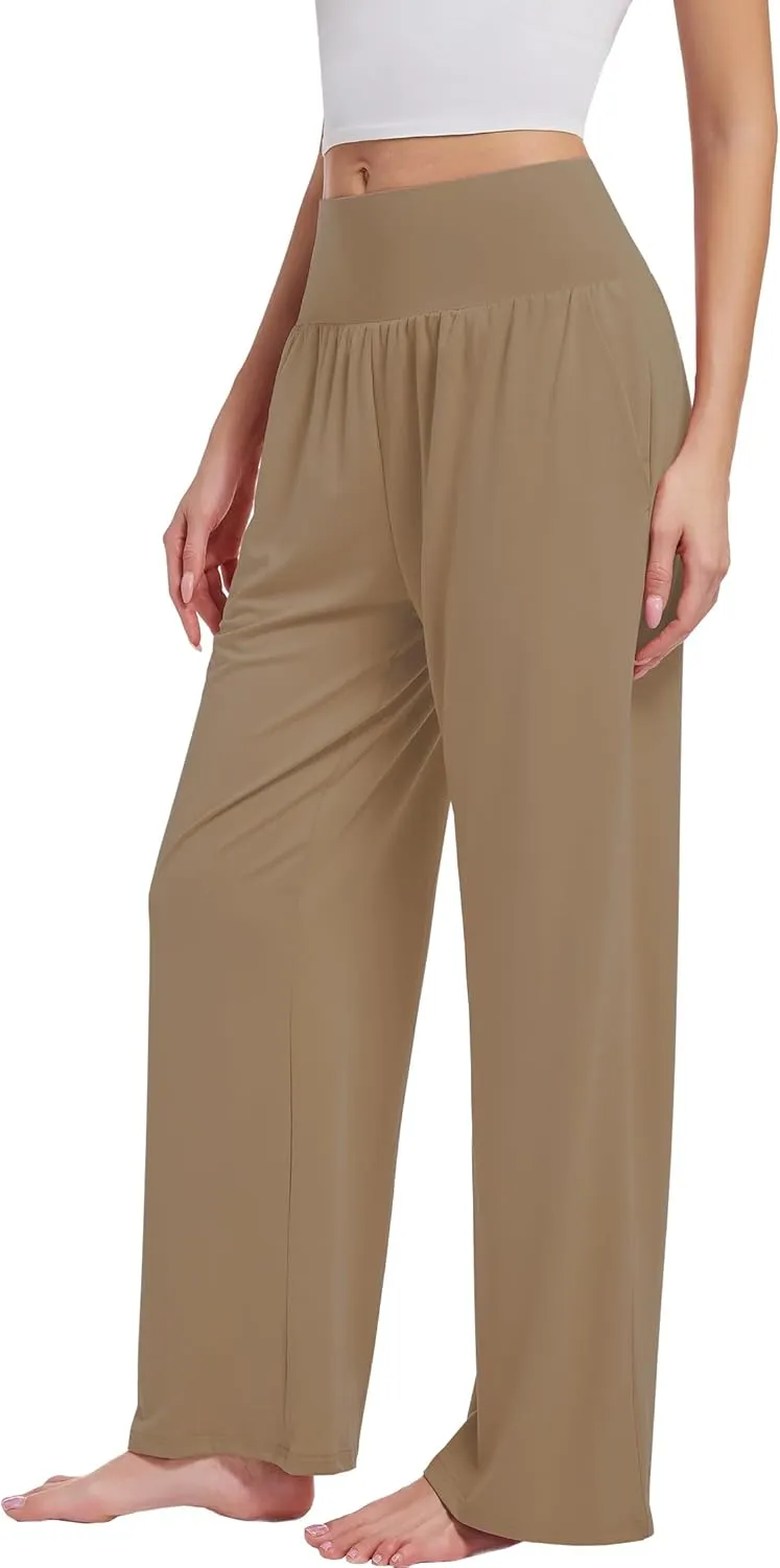 3PACK Women's Casual Loose Wide Leg Cozy Pants Yoga High Waisted Sweatpants Comfy Lounge Pants with Pants with Pockets