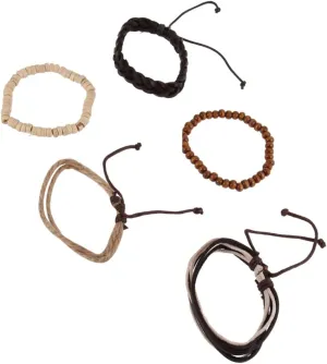 5pcs Adjustable Ankle Bracelets for Women Decorative Bead Weaving Anklets PU Leather Sandal Bracelet for present for