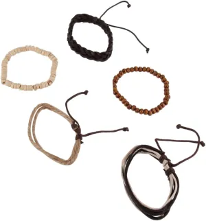 5pcs Adjustable Women Bead Weaving Anklet PU Leather Sandal Bracelet for Beach Parties Yoga Classes and Daily Wear