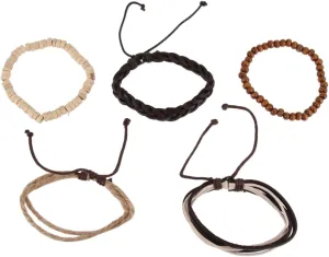 5pcs Adjustable Women Bead Weaving Bracelets Stylish PU Leather Anklets for Beach Parties Yoga and Daily Wear Ladies