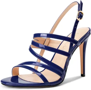 Aachcol Womens Open Toe Strappy High Heels Slingback Stiletto Heel Sandals Ankle Strap Party Dress Shoes 3.9 Inches Heels