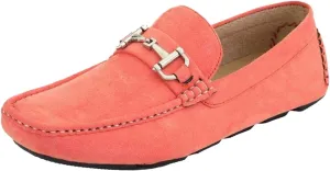 Amali Walken Men's Casual Slip-On Loafers, Driving Moccasin Shoes for Men with Silver Buckle, Available in Plush Microfiber and PU Leather