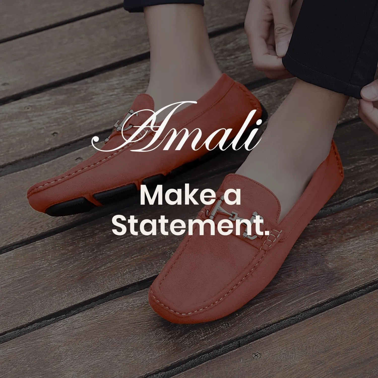 Amali Walken Men's Casual Slip-On Loafers, Driving Moccasin Shoes for Men with Silver Buckle, Available in Plush Microfiber and PU Leather