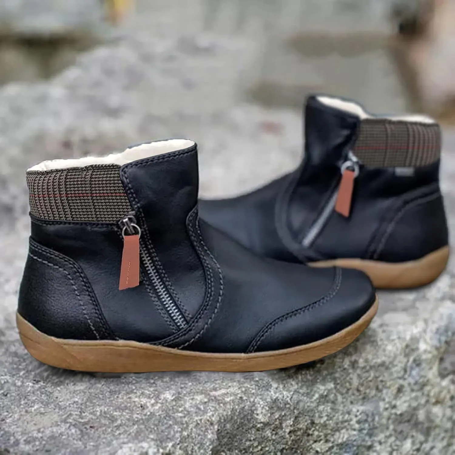 Ankle Boots for Women Arch Support Womens Low Heel Fashion Lace Up Zipper Booties Casual Walking Short Bootie