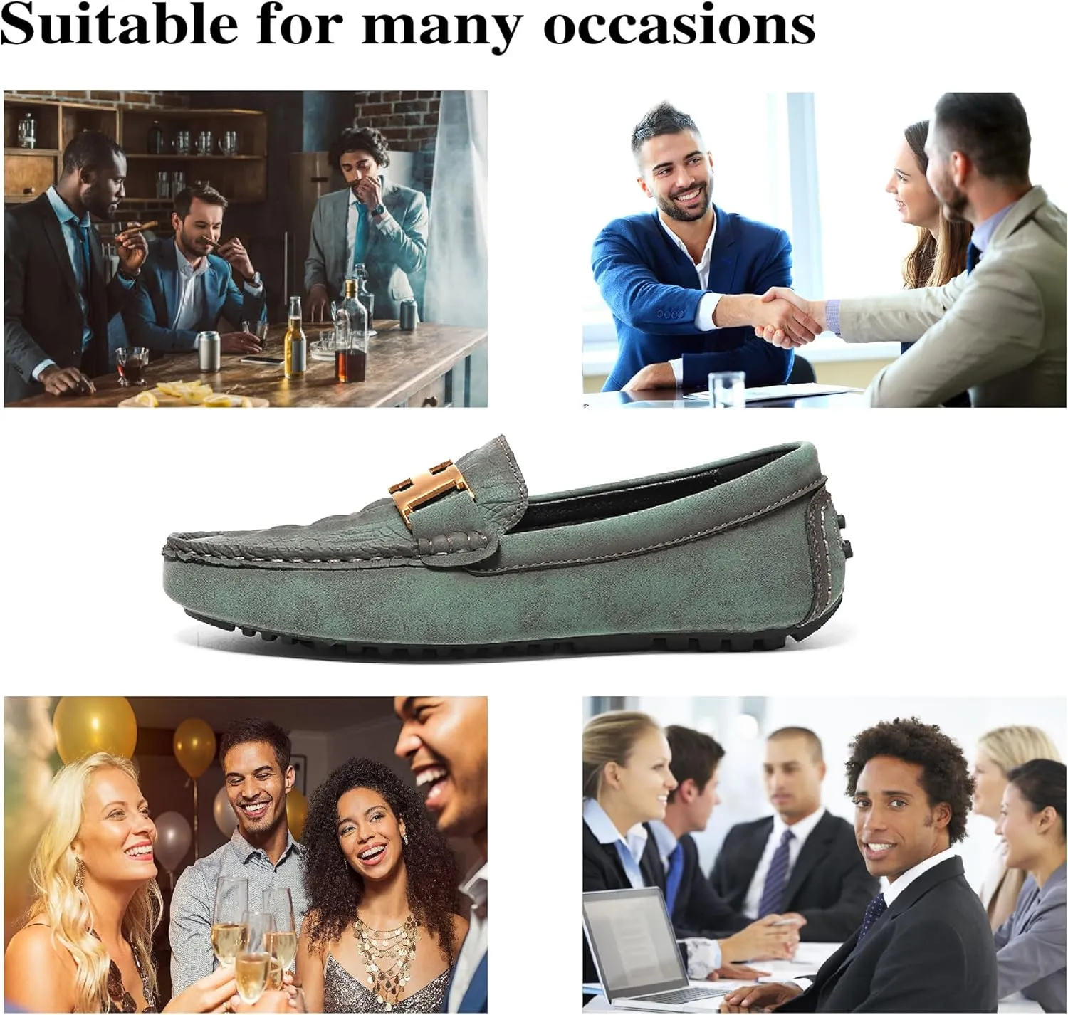 Asifn Mens Business Loafers Formal Casual Dress Shoes Comfortable Walking Flat Non-Slip Moccasins