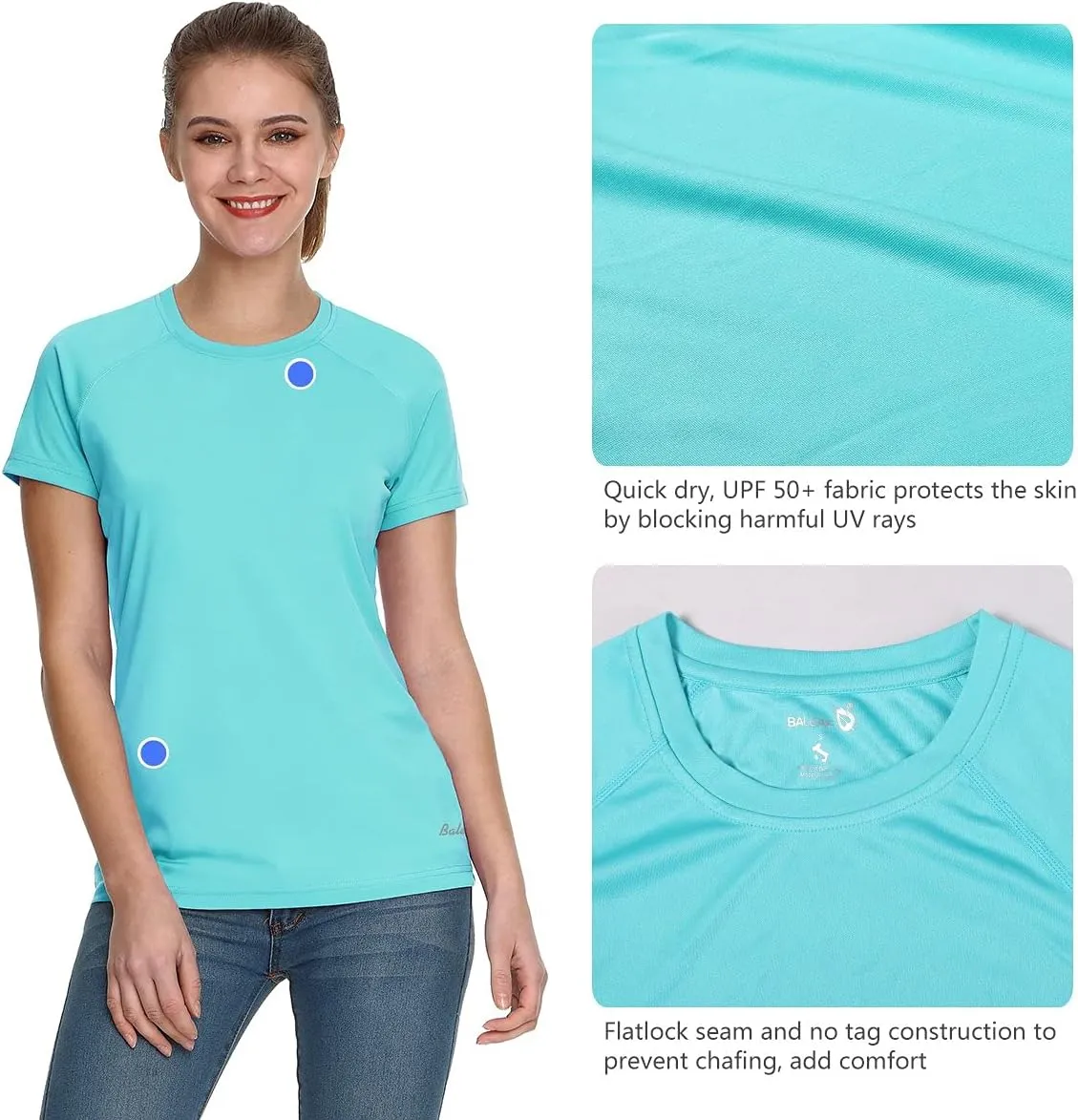 baleaf Women's UPF 50  UV Protection Shirts Short Sleeve T-Shirts SPF Sun Shirts Quick Dry Outdoor Performance Tops