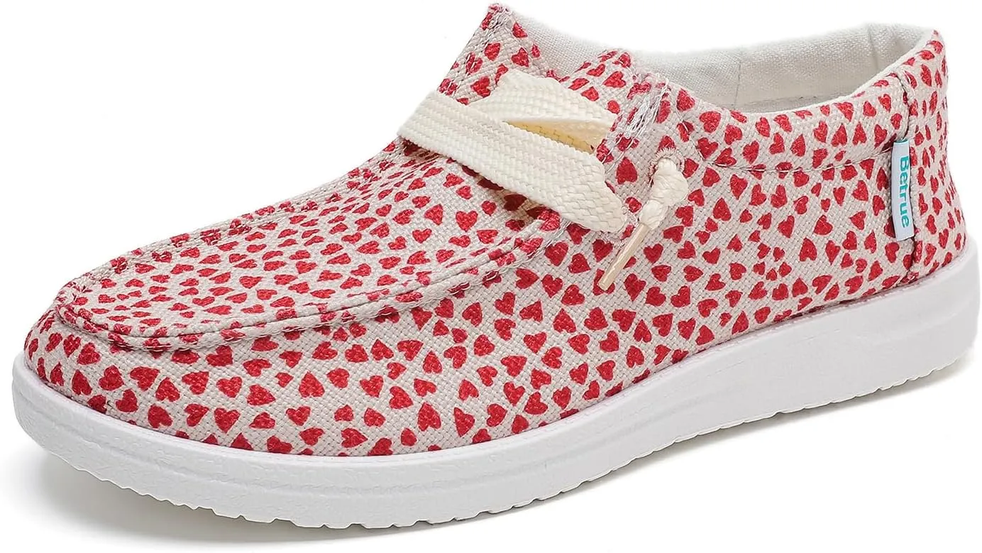Betrue Women's Lightweight Boat Shoes, Casual Loafers, Slip On Deck Shoes, Breathable Canvas Sneakers