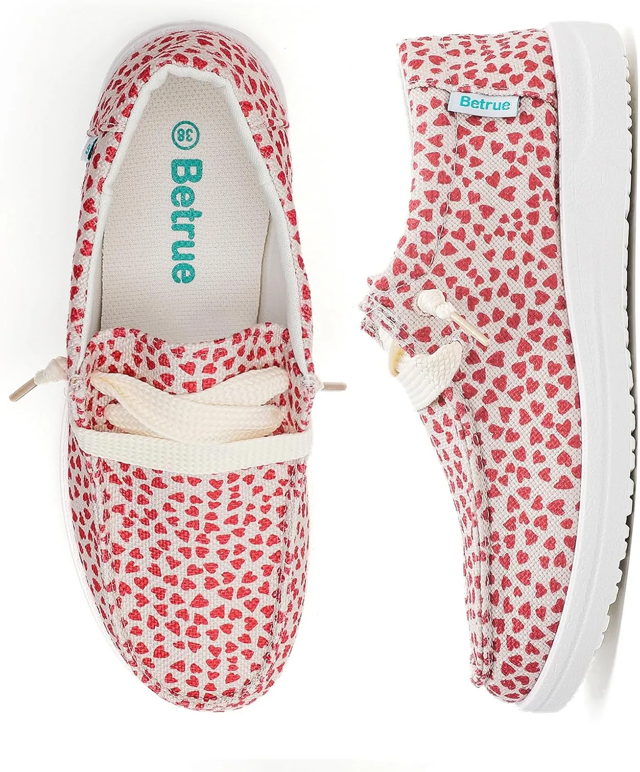 Betrue Women's Lightweight Boat Shoes, Casual Loafers, Slip On Deck Shoes, Breathable Canvas Sneakers