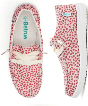 Betrue Women's Lightweight Boat Shoes, Casual Loafers, Slip On Deck Shoes, Breathable Canvas Sneakers