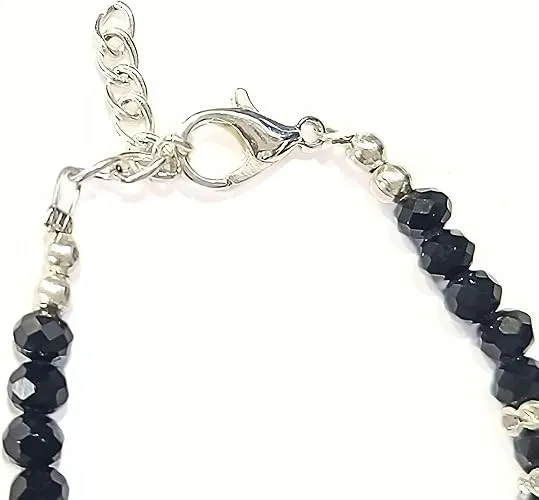 Black Bead Crystal Evil Eye Anklet for Women Handmade Simple Waterproof Ankle Foot Bracelets for Women Minimalist Jewelry Adjustable