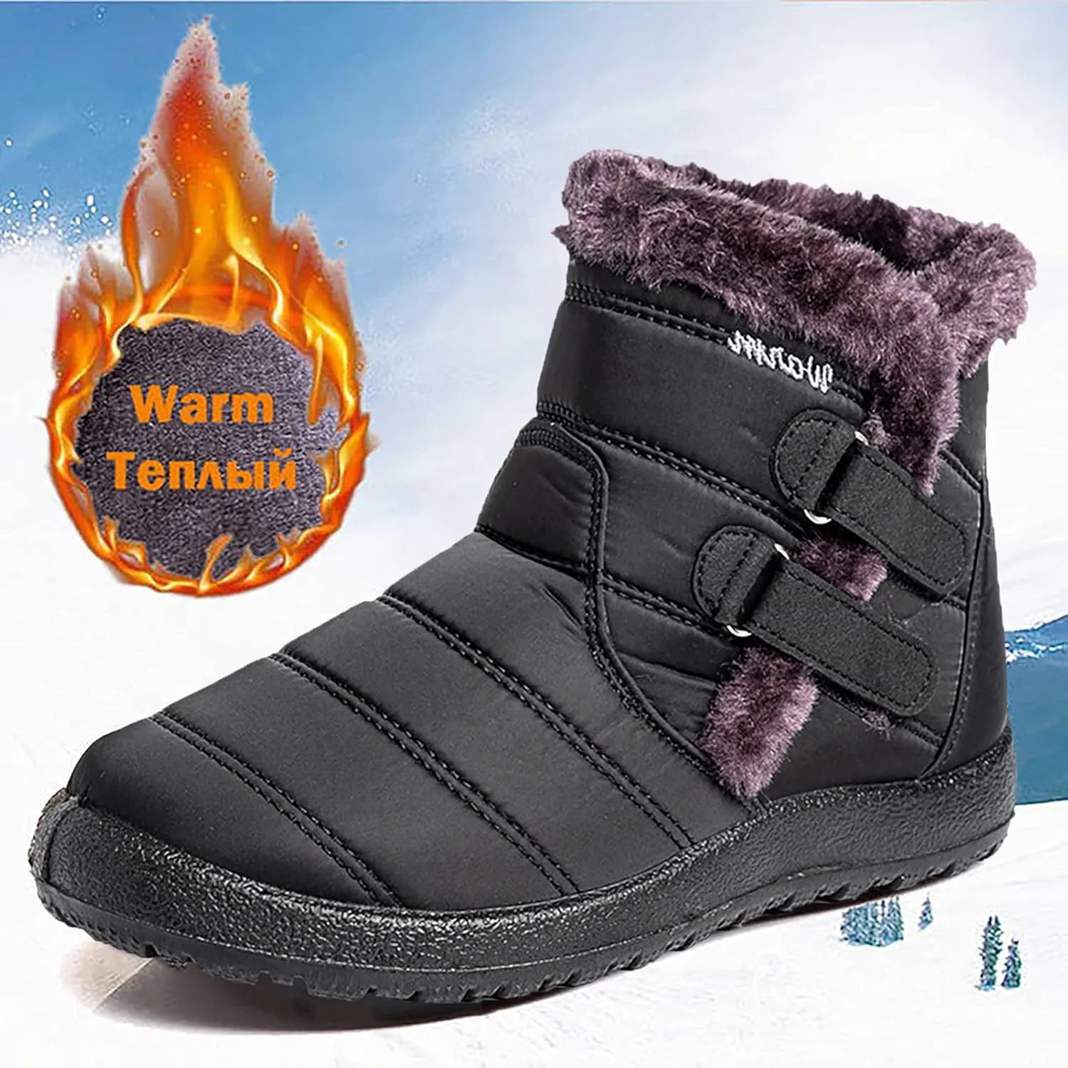 Black Winter Boots for Women Short Non Slip Winter Boots for Women Waterproof Snow Boots Winter Waterproof Slip Resistant Waterproof Work Boots for Women Winter Dress Boot for Women 2023