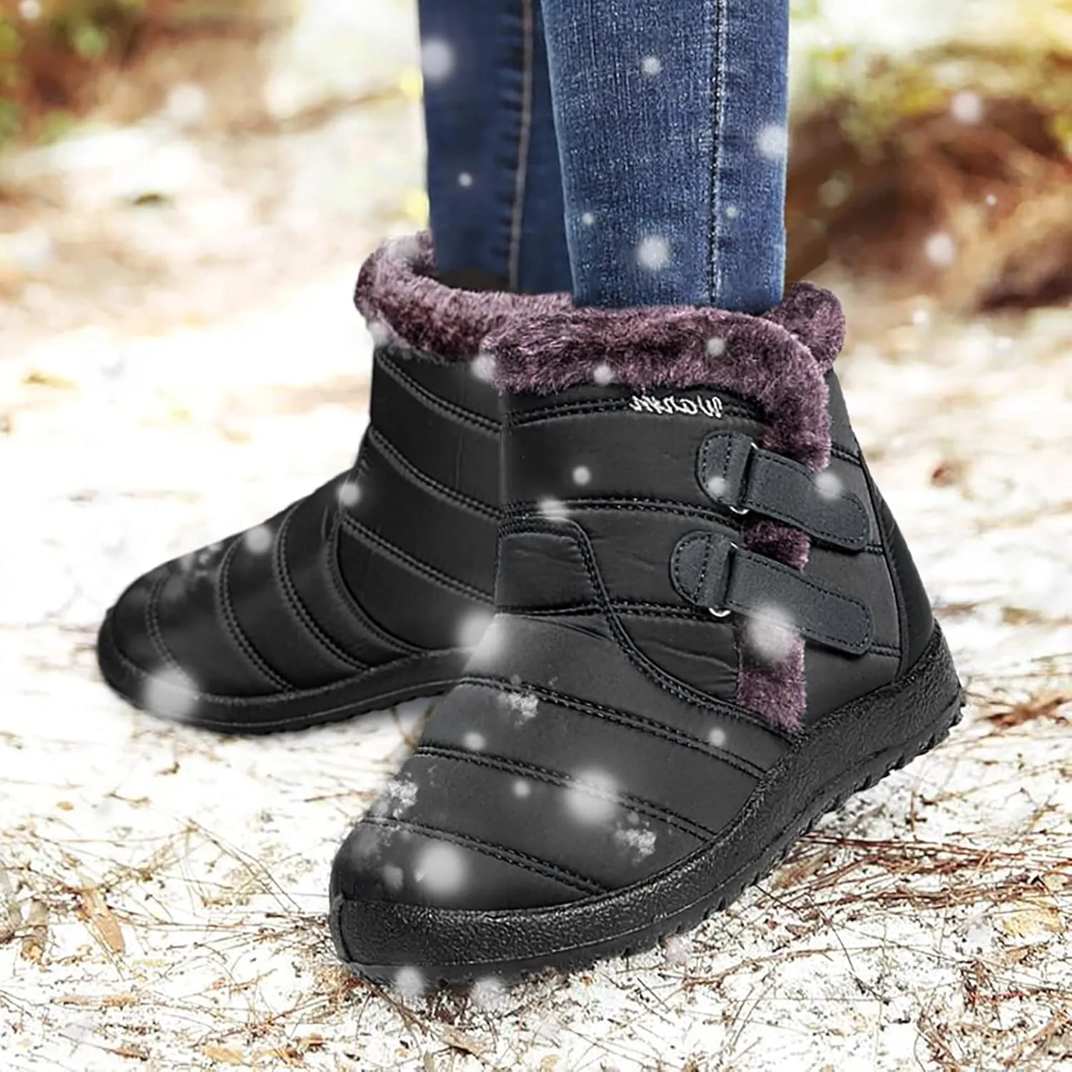 Black Winter Boots for Women Short Non Slip Winter Boots for Women Waterproof Snow Boots Winter Waterproof Slip Resistant Waterproof Work Boots for Women Winter Dress Boot for Women 2023