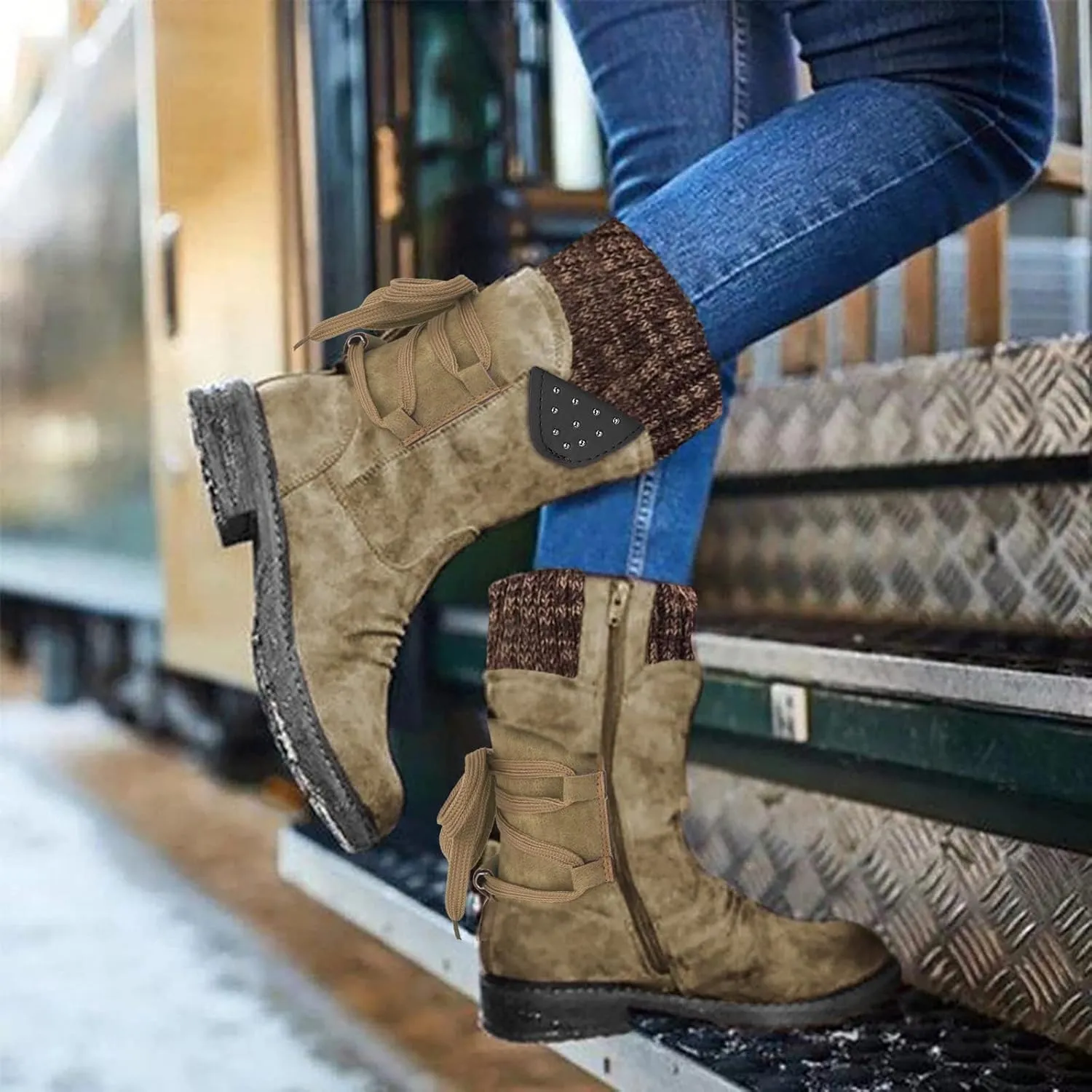 Black Winter Boots for Women Wide Calf Womens Snow Boots 9.5 Wide Warm Winter Boots Women Womens Snow Shoes Ankle Tall Black Winter Boots for Women