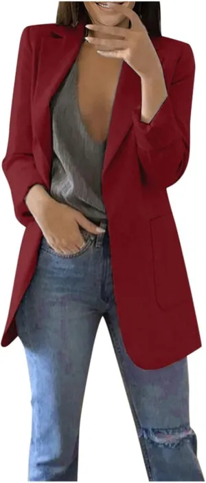Blazers for Women Business Casual Button Work Office Jackets Blazer Open Front Long Sleeve Lapel Jacket Outfit