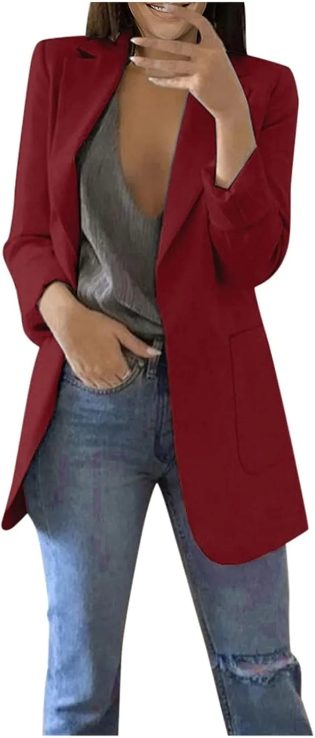 Blazers for Women Business Casual Button Work Office Jackets Blazer Open Front Long Sleeve Lapel Jacket Outfit