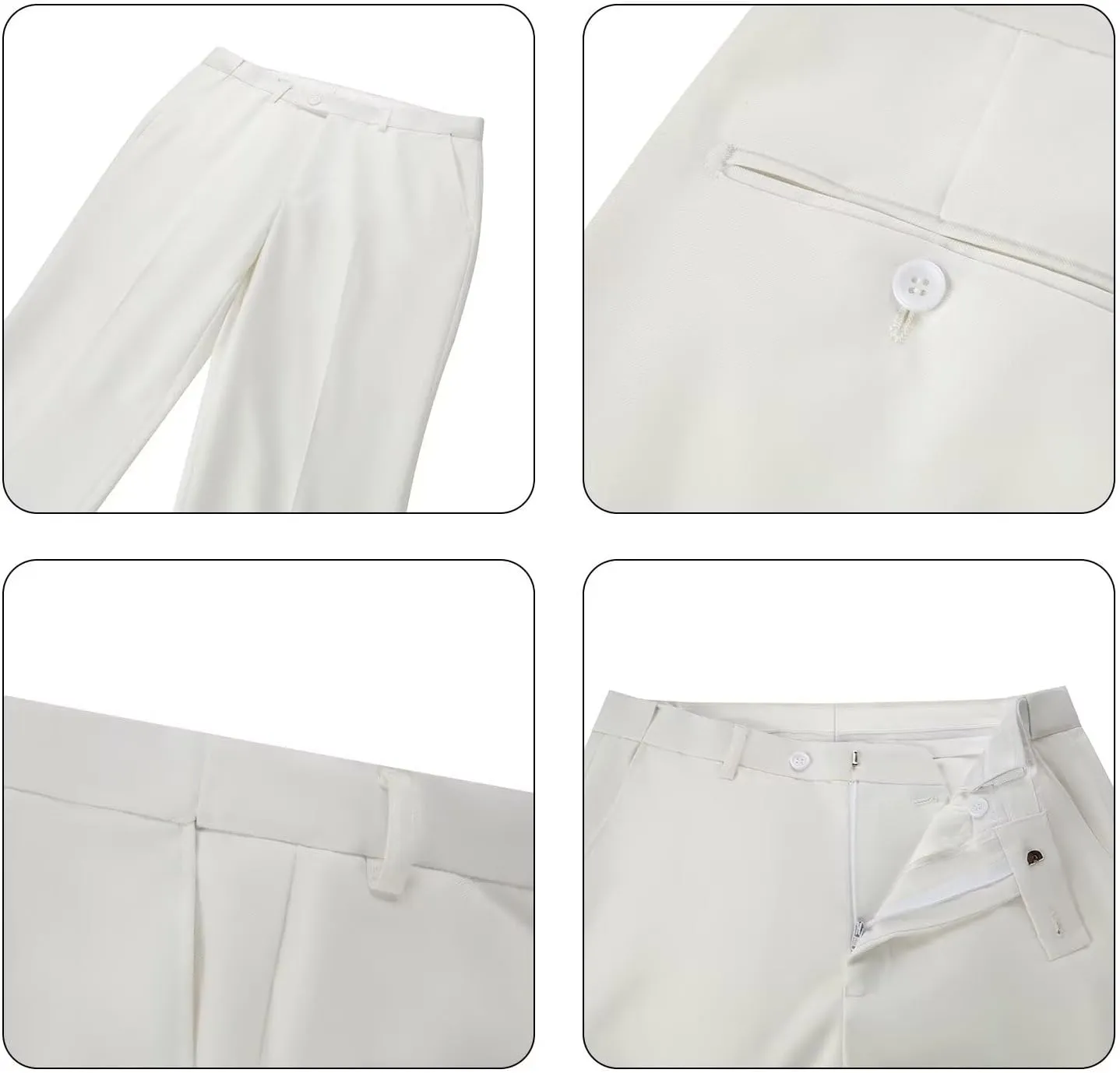 Bofan Mens Suit Pants Expandable-Waist Flat Front Straight Fit Suit Trousers for Men