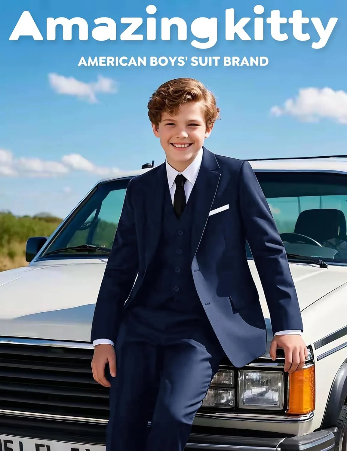 Boys' Formal Dresswear Suits Set, with Suspenders, Adjustable Waist