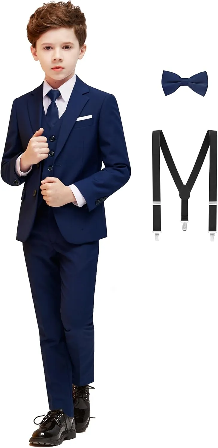 Boys' Formal Dresswear Suits Set, with Suspenders, Adjustable Waist