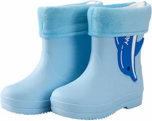 Boys Rain Boots Fleece Lined Waterproof Rain Boots Cartoon Lightweight Toddler Rubber Boots Girls Rain Boots