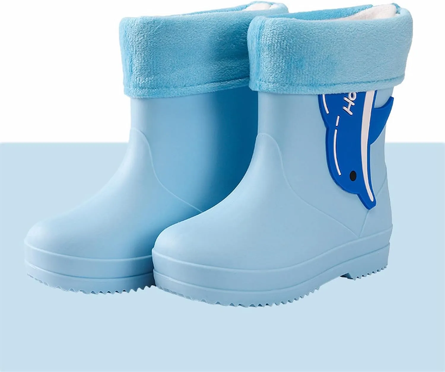 Boys Rain Boots Fleece Lined Waterproof Rain Boots Cartoon Lightweight Toddler Rubber Boots Girls Rain Boots