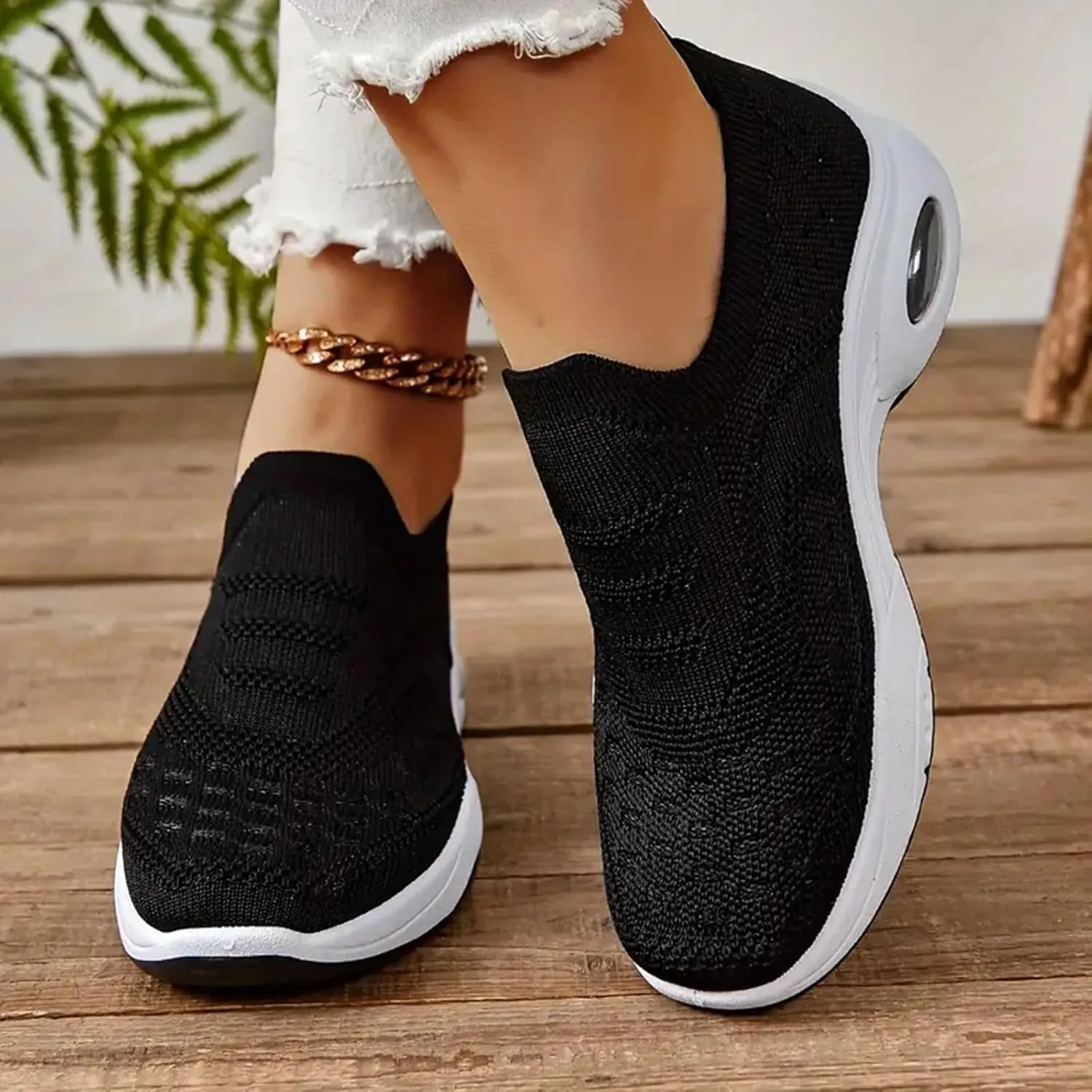 Breathable Slip on Sneakers for Women Breathable Zero Drop Adjustable Barefoot Shoes Lightweight Elderly Shoe