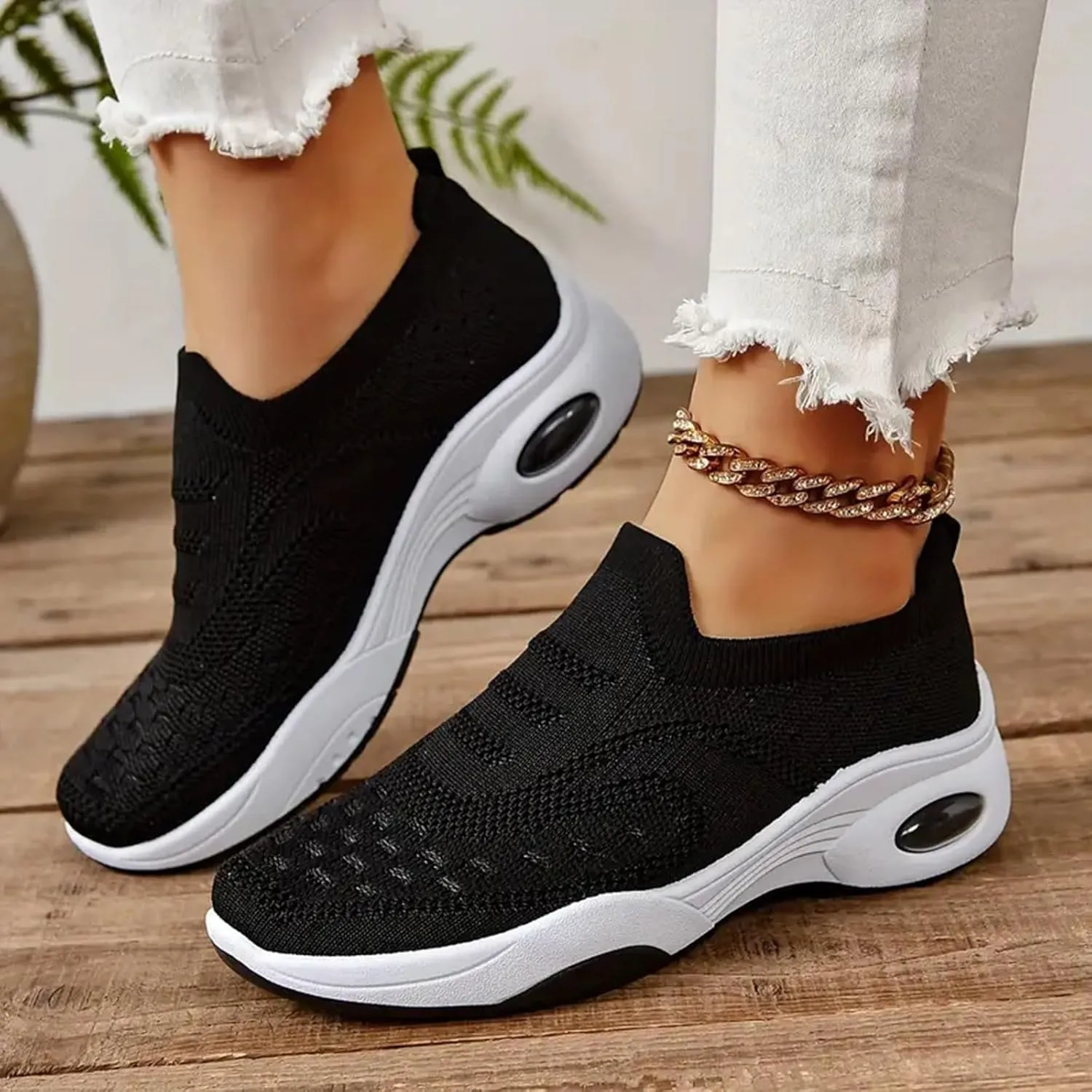 Breathable Slip on Sneakers for Women Breathable Zero Drop Adjustable Barefoot Shoes Lightweight Elderly Shoe