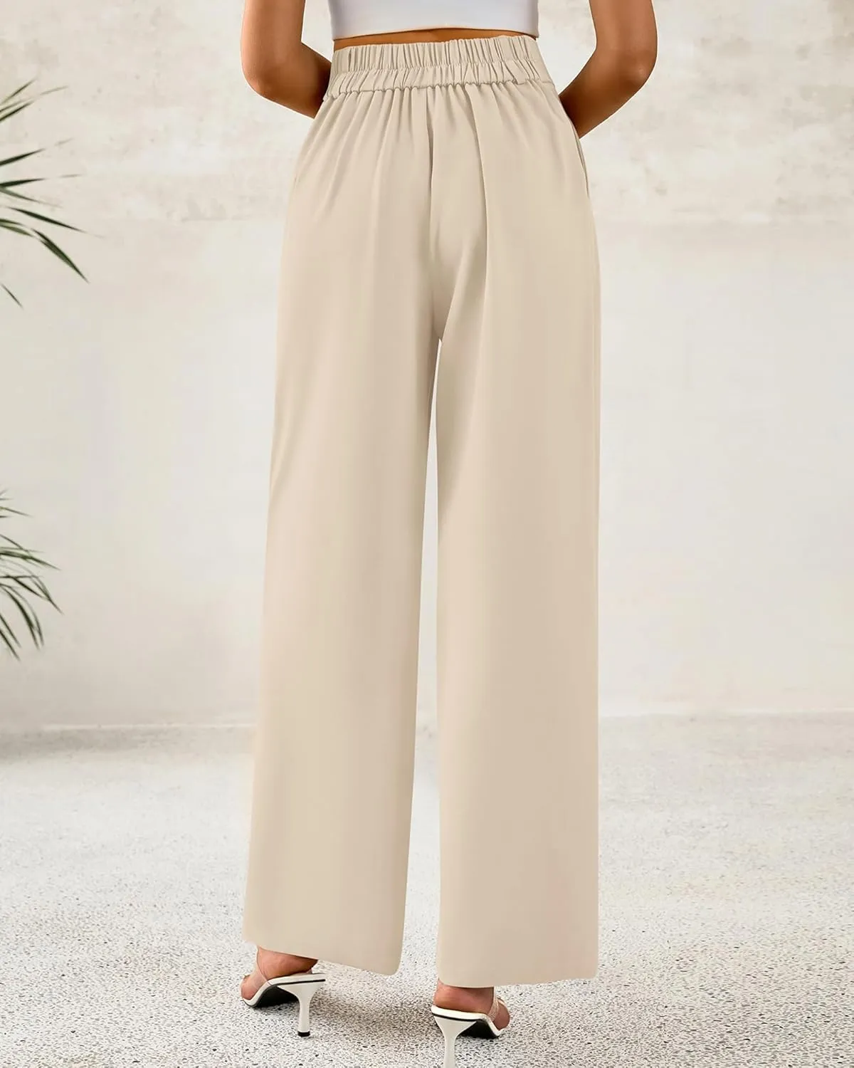 BTFBM Women Wide Leg Dress Pants 2025 High Waisted Button Pleated Business Casual Trousers Office Work Palazzo Pants