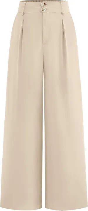 BTFBM Women Wide Leg Dress Pants 2025 High Waisted Button Pleated Business Casual Trousers Office Work Palazzo Pants