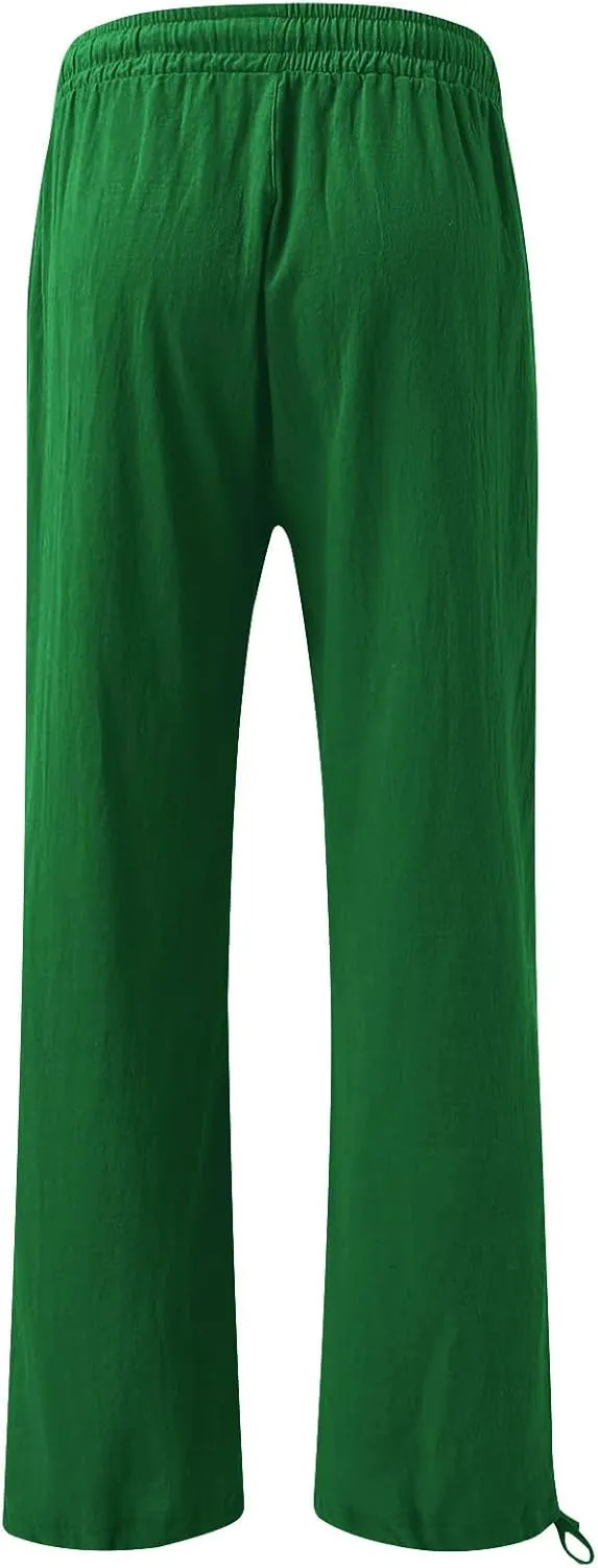 BZGTZT Women's Summer Wide Leg Pants Casual Loose Drawstring High Waist Palazzo Pants Lightweight Trousers with Pockets