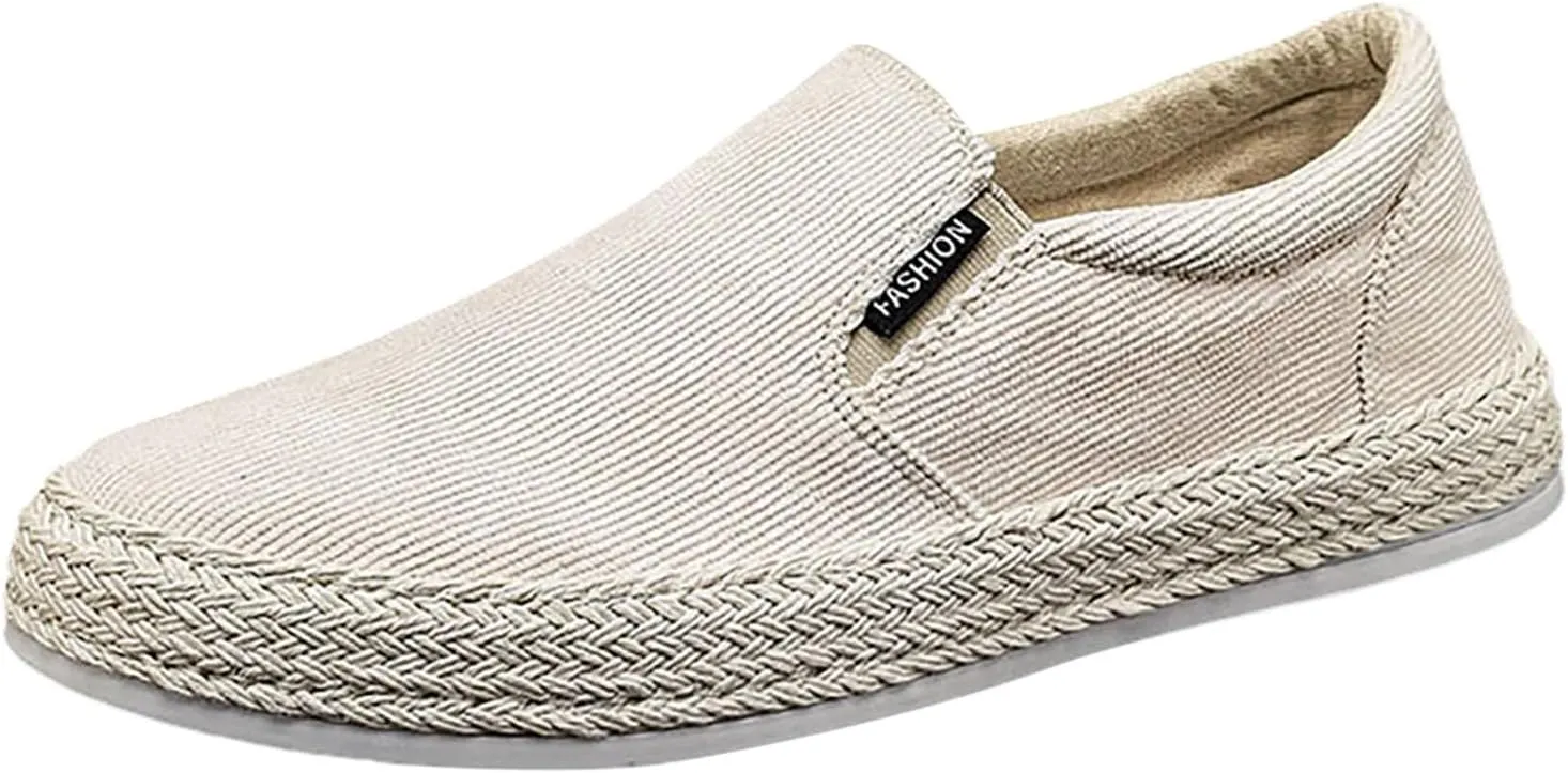 Canvas Men's Shoes Summer Thin Breathable Casual Flat No Laces Linen Casual Mens Leather Shoes