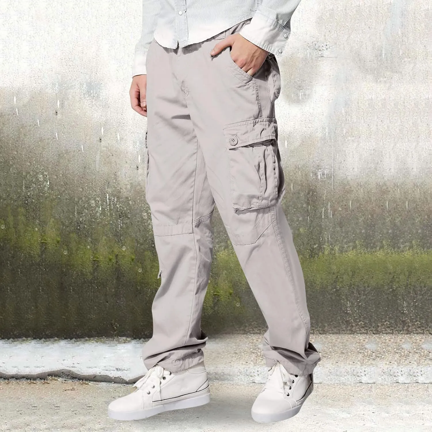 Cargo Pants for Men Big and Tall Relaxed Fit Open Bottom Straight Sweatpants Casual Jogging Athletic Hiking Pants Streetwear