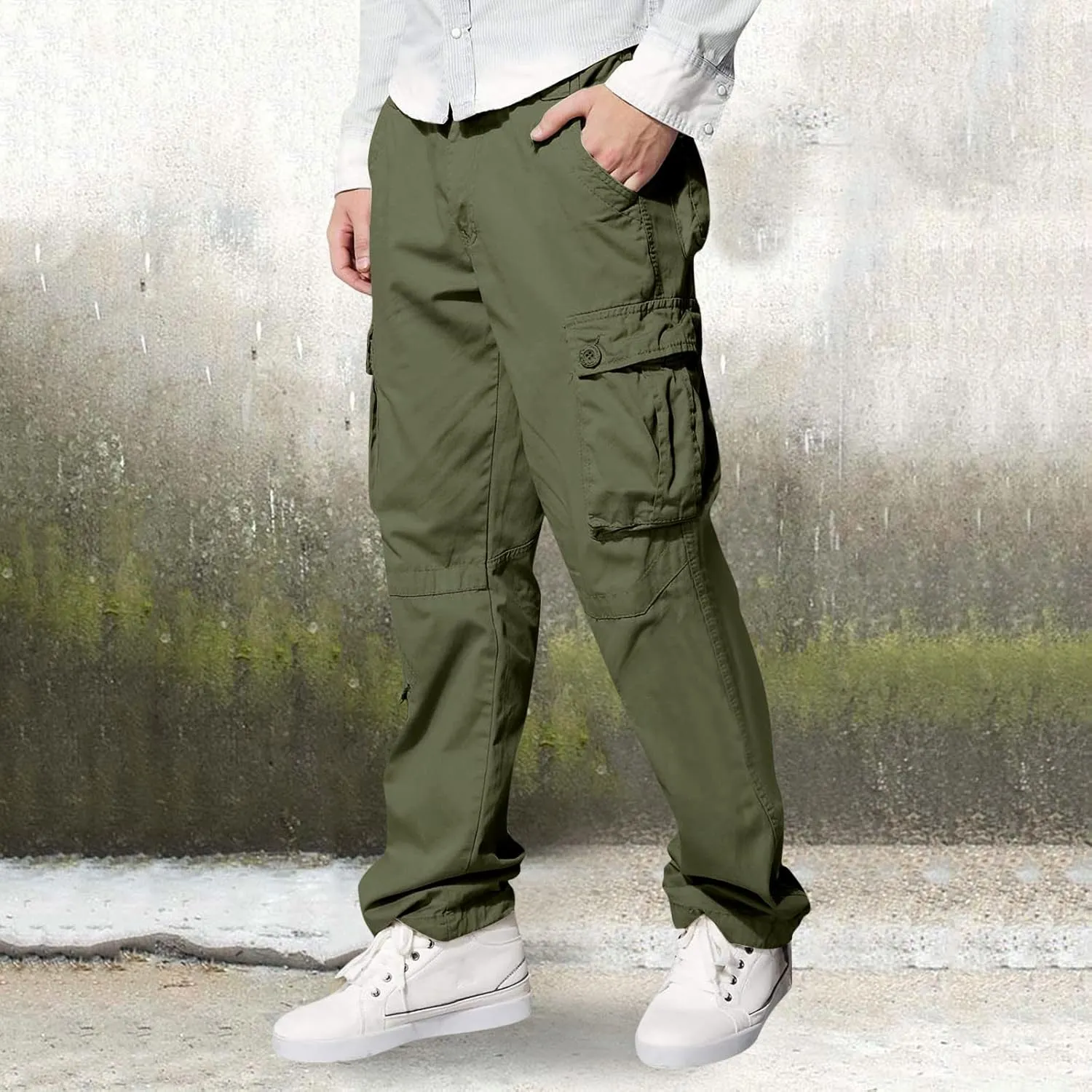 Cargo Pants for Men Big and Tall Relaxed Fit Open Bottom Straight Sweatpants Casual Jogging Athletic Hiking Pants Streetwear