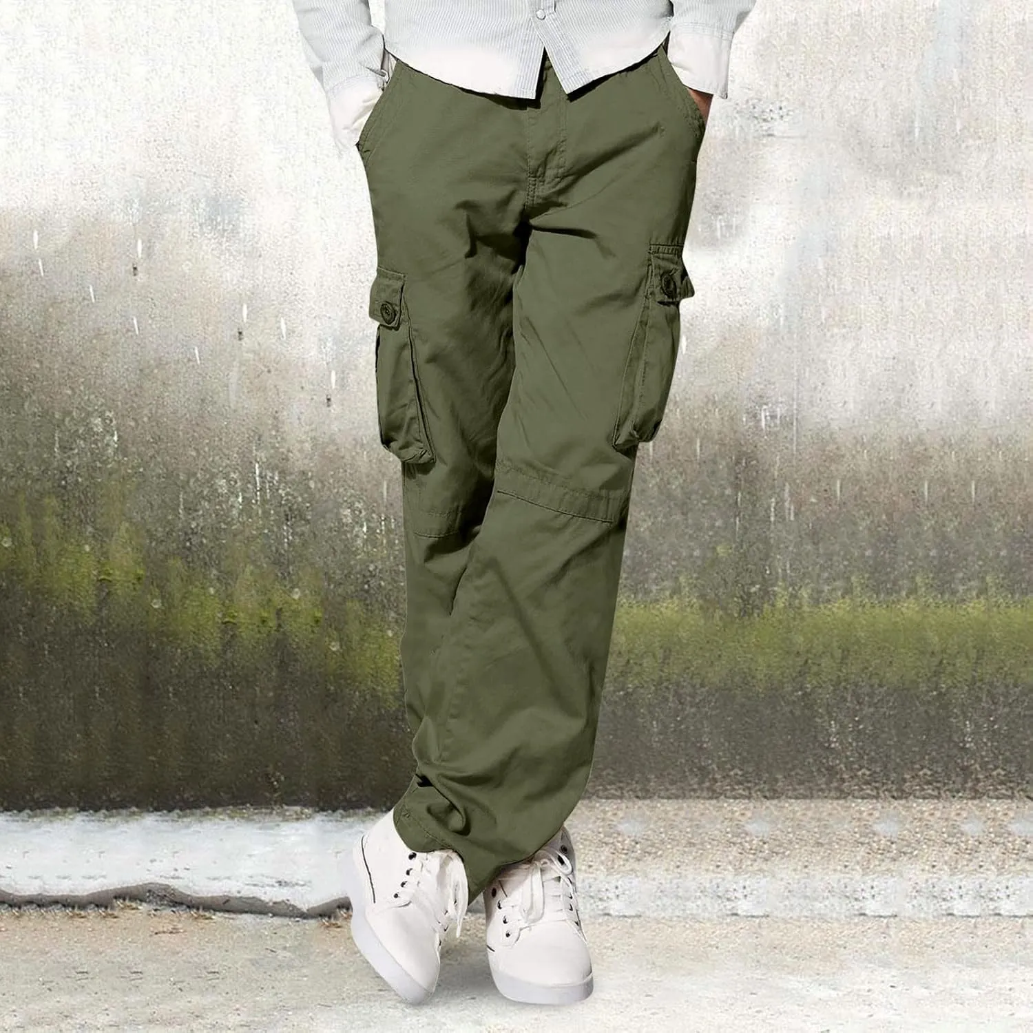 Cargo Pants for Men Big and Tall Relaxed Fit Open Bottom Straight Sweatpants Casual Jogging Athletic Hiking Pants Streetwear