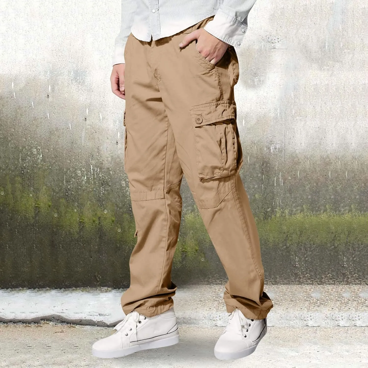 Cargo Pants for Men Big and Tall Relaxed Fit Open Bottom Straight Sweatpants Casual Jogging Athletic Hiking Pants Streetwear