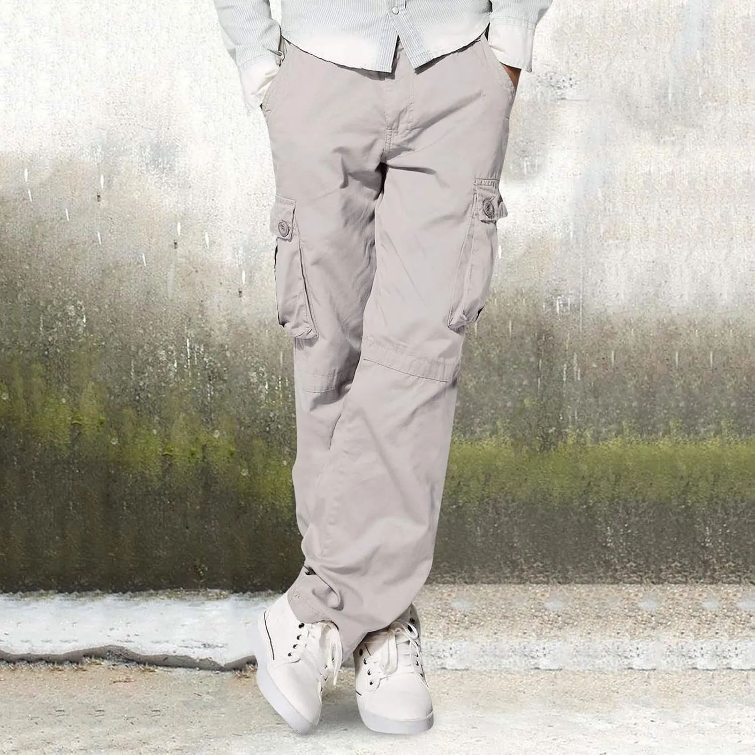 Cargo Pants for Men Big and Tall Relaxed Fit Open Bottom Straight Sweatpants Casual Jogging Athletic Hiking Pants Streetwear