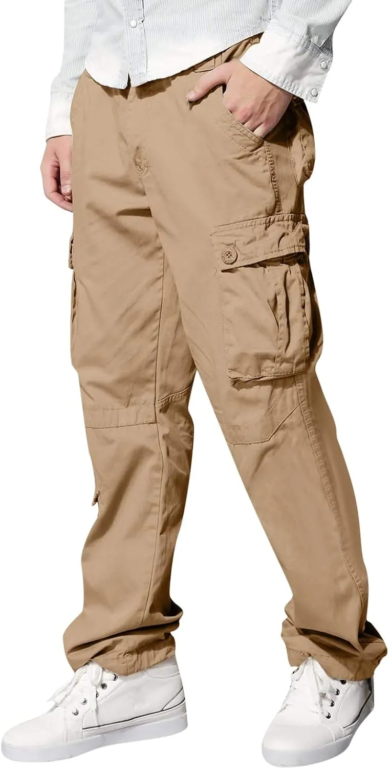 Cargo Pants for Men Big and Tall Relaxed Fit Open Bottom Straight Sweatpants Casual Jogging Athletic Hiking Pants Streetwear