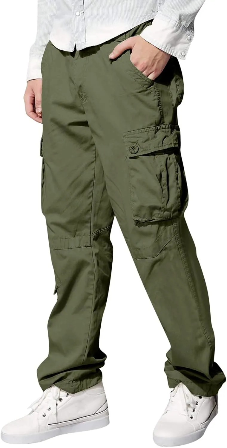 Cargo Pants for Men Big and Tall Relaxed Fit Open Bottom Straight Sweatpants Casual Jogging Athletic Hiking Pants Streetwear