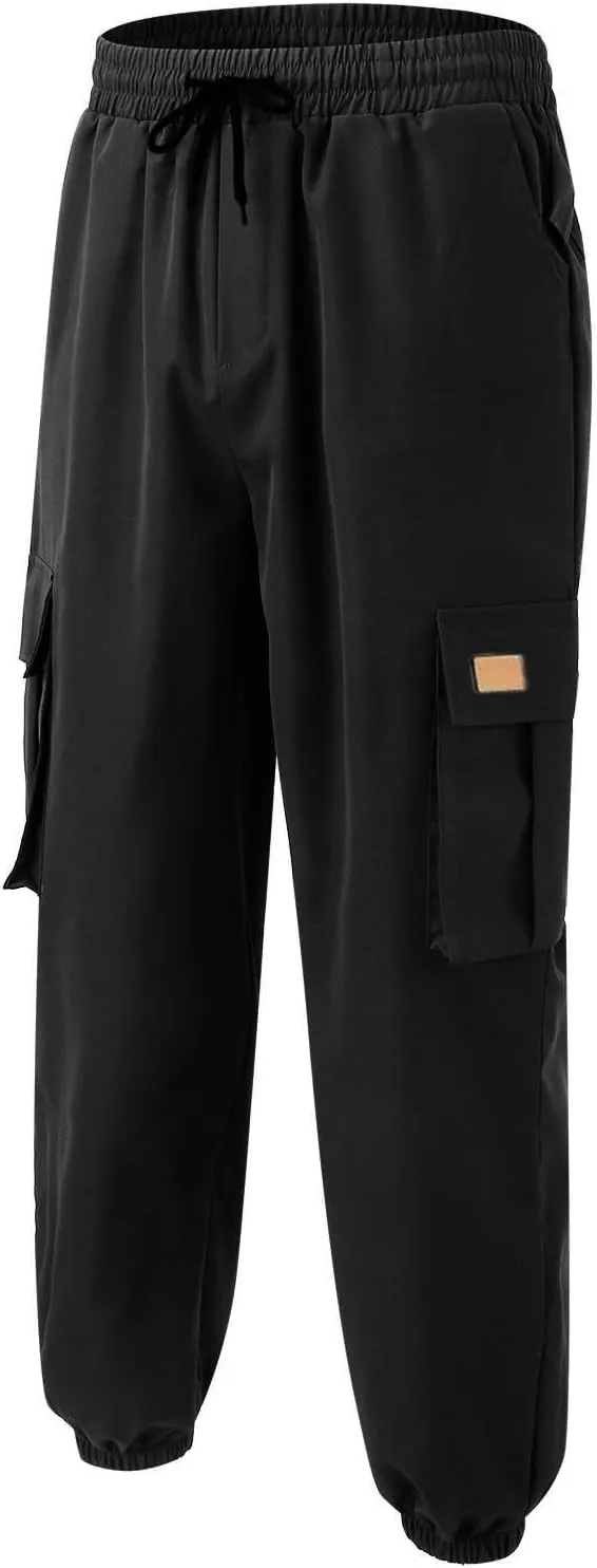 Cargo Sweatpants for Men Baggy Big and Tall Chino Athletic Pants Elastic Waist Drawstring Tactical Casual Pants with Pockets
