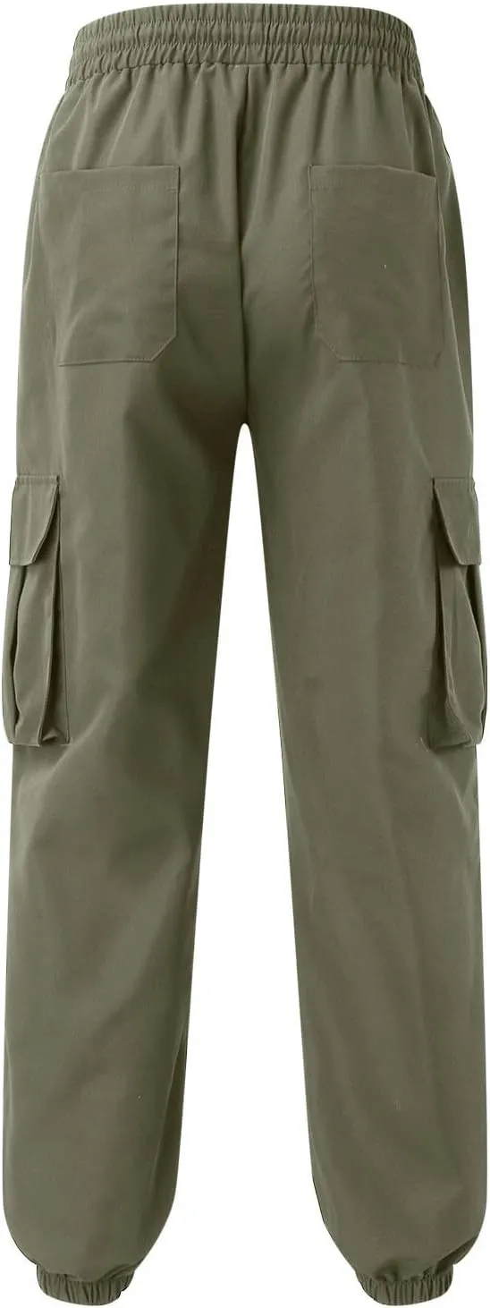 Cargo Sweatpants for Men Baggy Big and Tall Chino Athletic Pants Elastic Waist Drawstring Tactical Casual Pants with Pockets