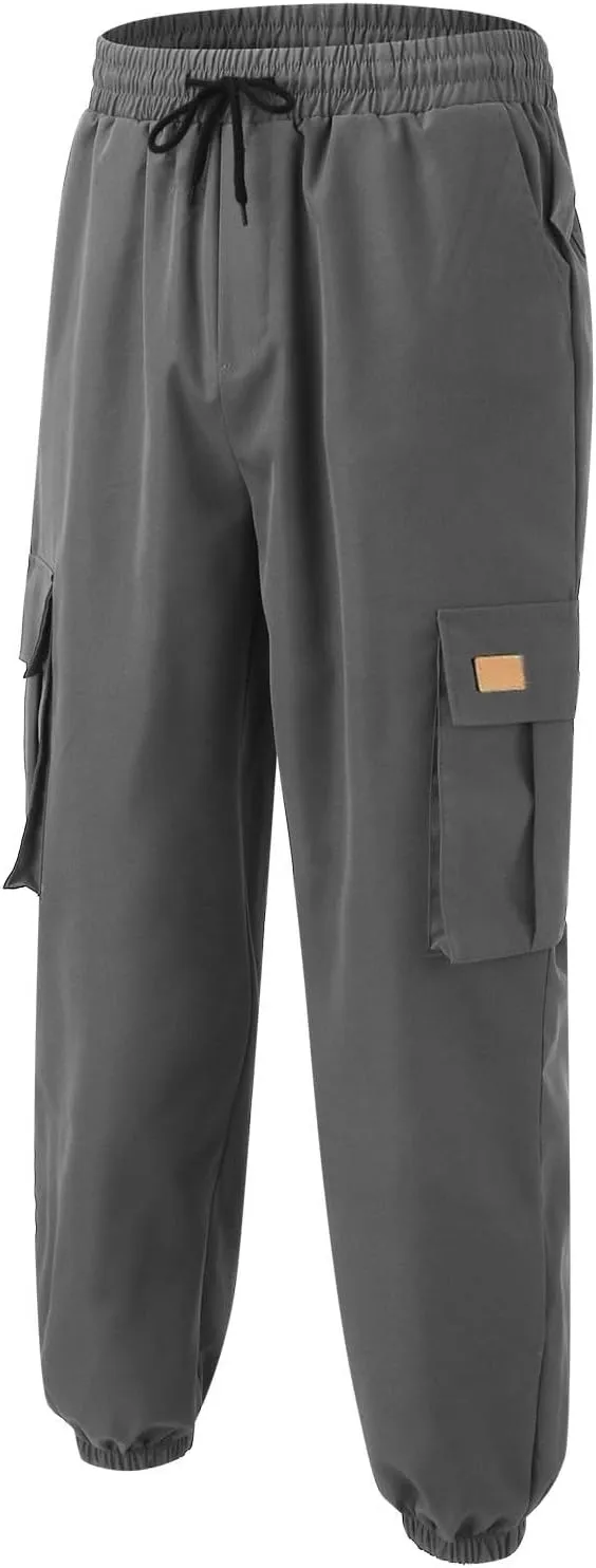 Cargo Sweatpants for Men Baggy Big and Tall Chino Athletic Pants Elastic Waist Drawstring Tactical Casual Pants with Pockets